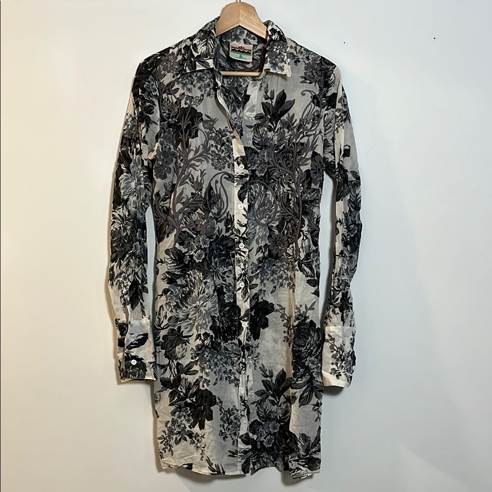 Cake Couture Floral Button-Up Long Sleeve Shirt Dress